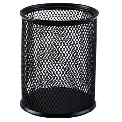 广博(GuangBo)WZ5922 圆形金属笔筒 网格铁笔筒 圆形收纳笔座 网纹笔插 办公用品