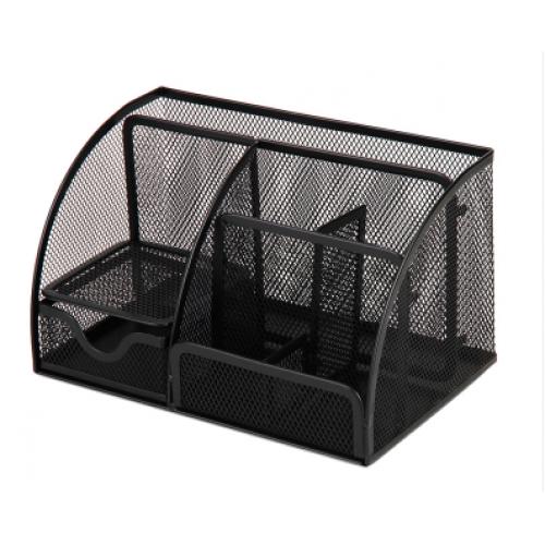 得力(deli)9200多功能办公用品组合收纳盒 黑色 网状笔筒 笔座 笔架 名片盒 网格笔筒 办公用品 黑色