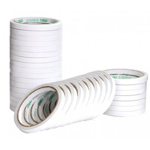 得力(deli)30404棉纸双面胶带8卷 9mm*10y 薄款粘胶层 泡沫胶带 海绵胶 双面胶 胶纸 黏胶用品