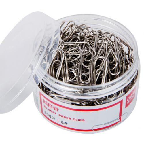 得力(deli)29mm镀镍回形针 3#金属曲别针 200枚/筒 办公用品 0037