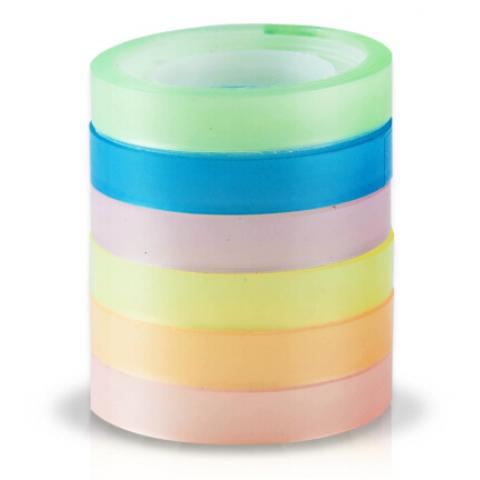 广博(GuangBo) 彩色小胶带 分色胶带 装饰 彩色 易撕 透明胶带 颜色随机 6卷装 8mm*12m TM-9