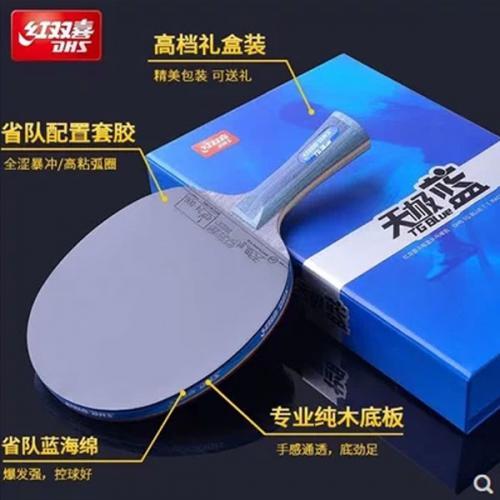 红双喜天极蓝乒乓球拍专业级十星单拍狂飙王蓝海棉兵乓拍单只横拍